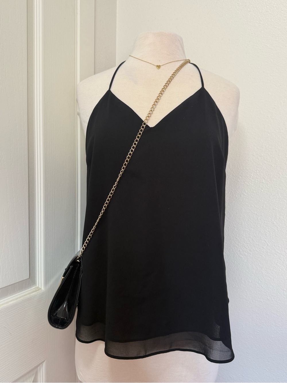Black V-Neck Halter Camisole Top
